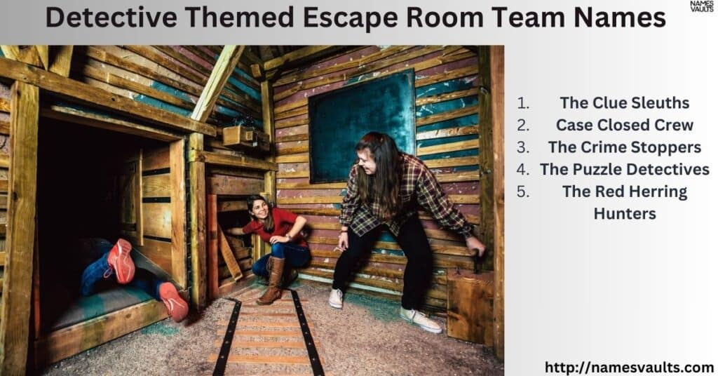 Detective Themed Escape Room Team Names