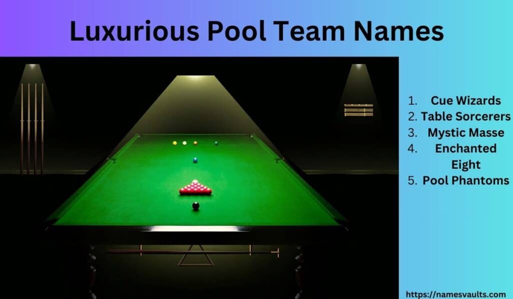 Luxurious Pool Team Names