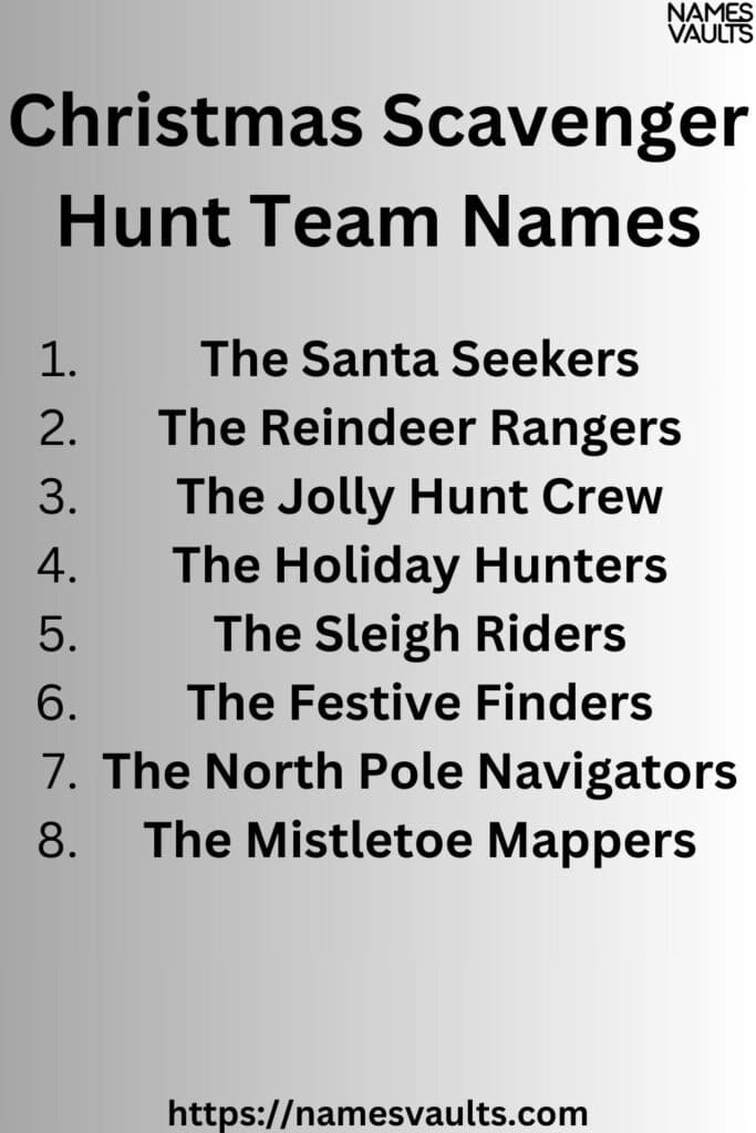 Christmas Scavenger Hunt Team Names