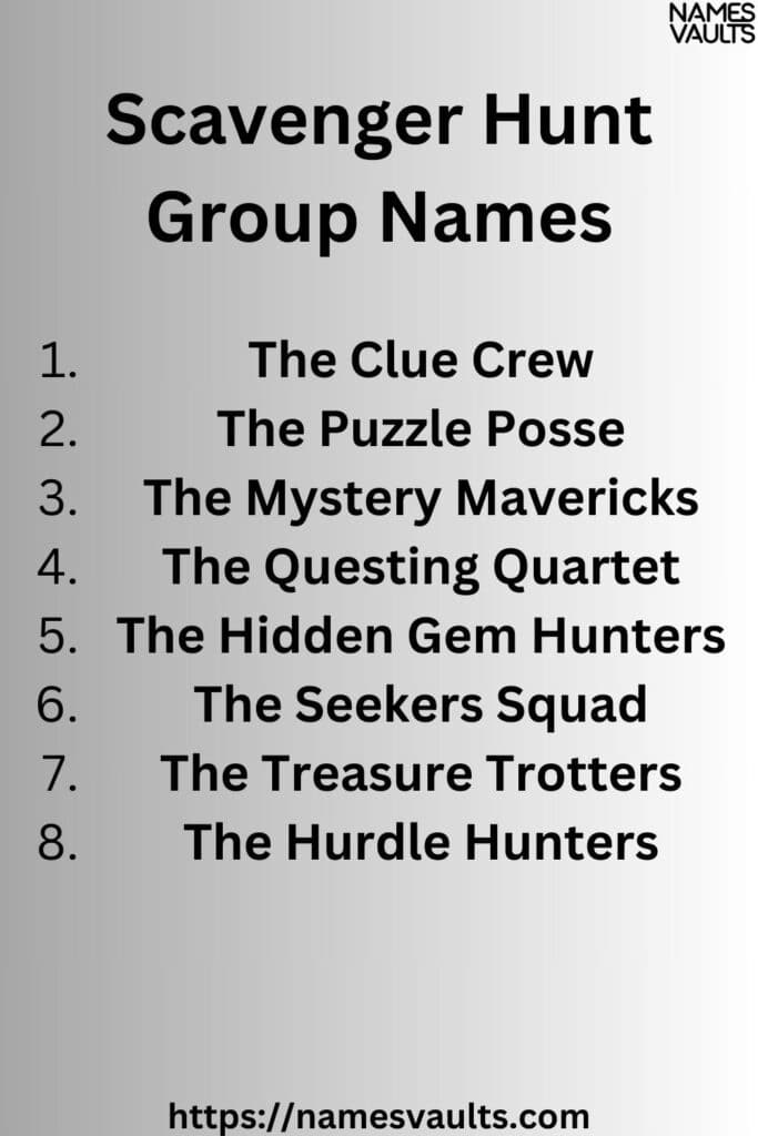 Scavenger Hunt Group Names