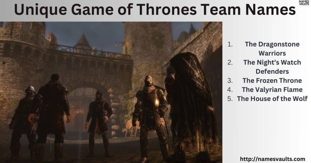 Unique Game of Thrones Team Names