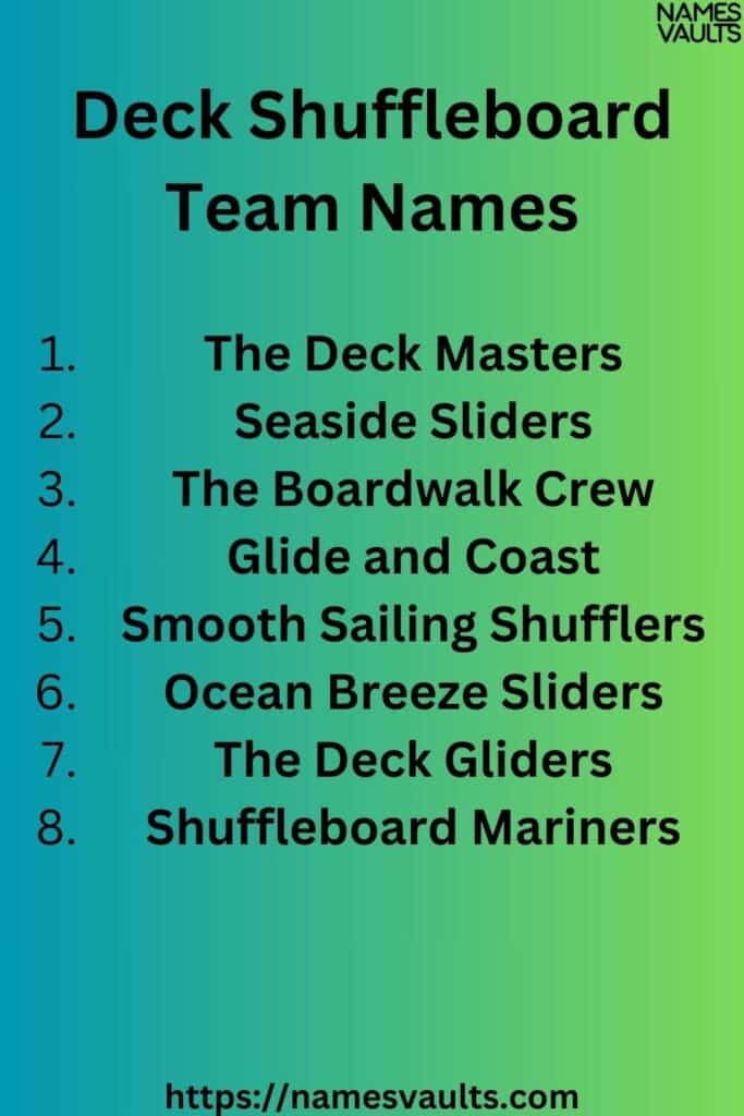 Deck Shuffleboard Team Names