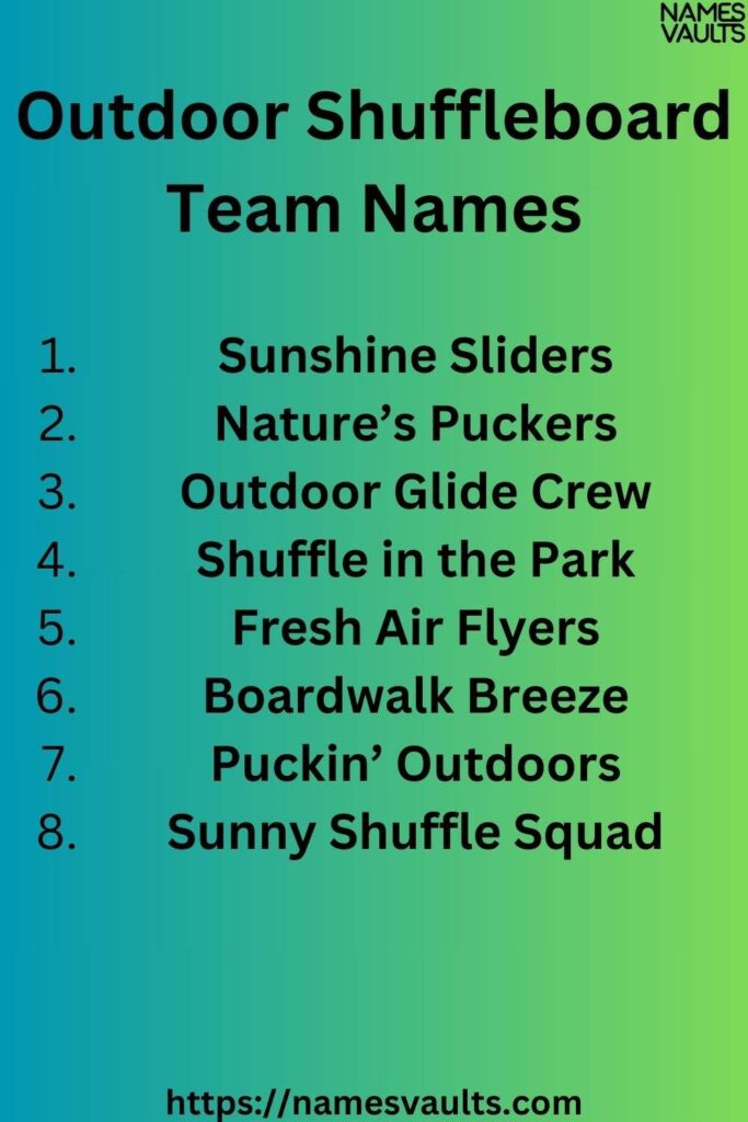 Outdoor Shuffleboard Team Names